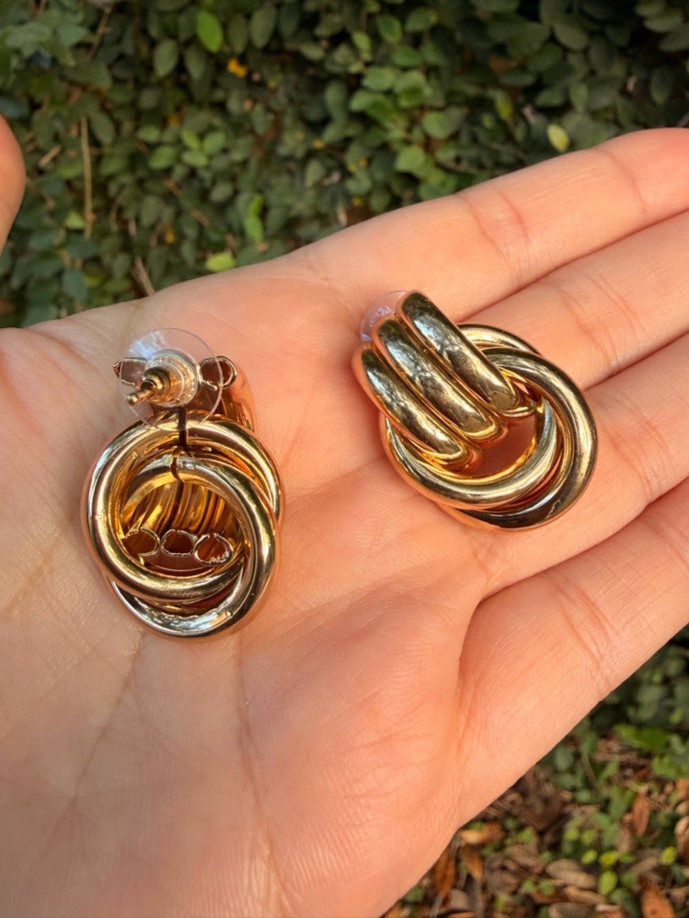 Gold Twisted Knot Stud Earrings - Picture 6 of 6